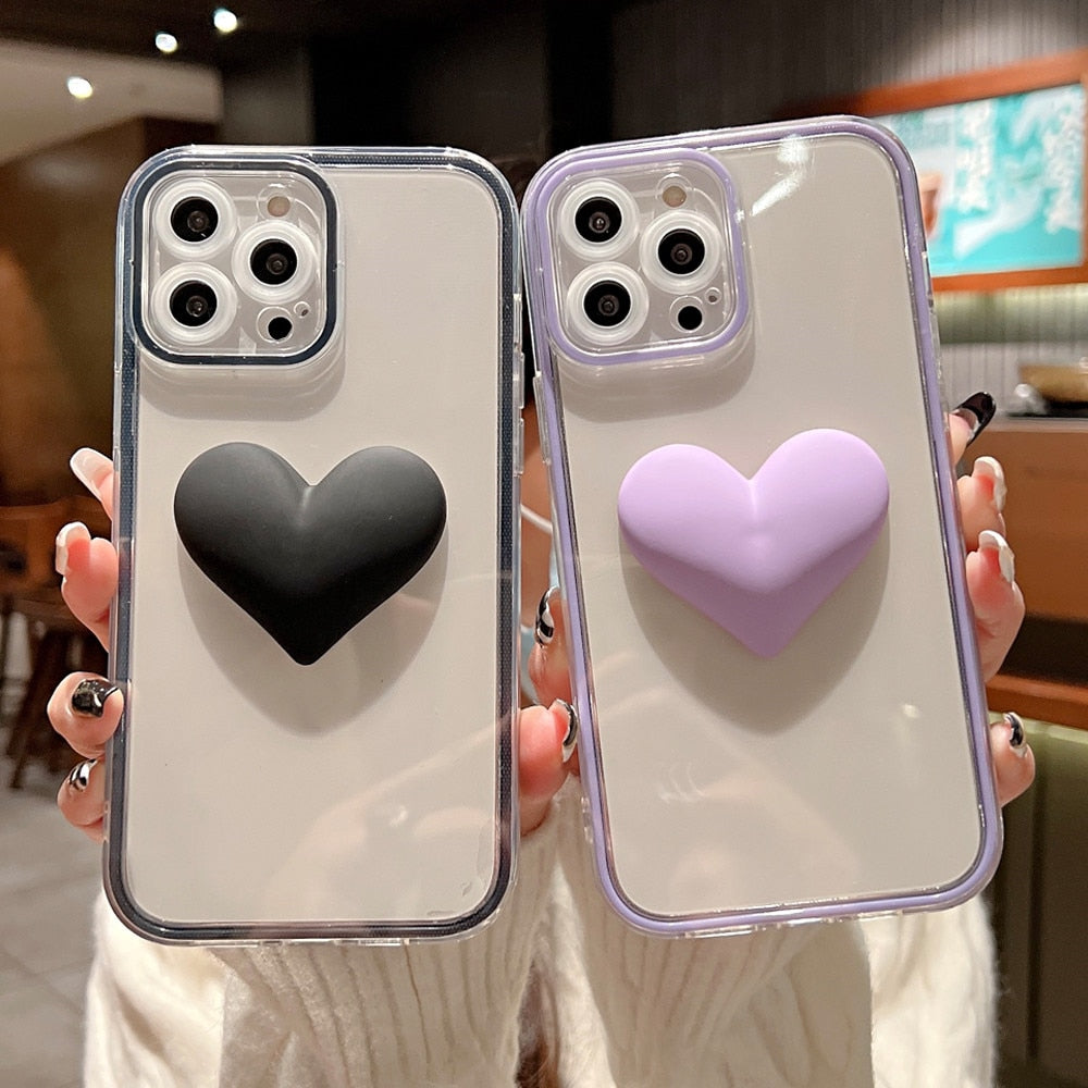 Anymob iPhone Case Sky Blue Love Heart Candy Color Transparent Shockproof Bumper Soft Cover-Mobile Phone Cases-PEROZ Accessories