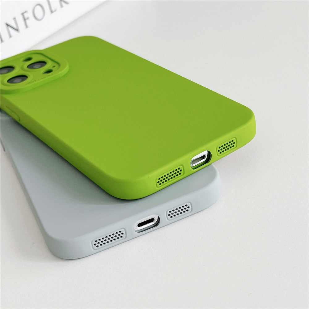 Anymob iPhone Case Blue Luxury Soft Liquid Silicone Lens Protection Shockproof Bumper Back Cover-Mobile Phone Cases-PEROZ Accessories