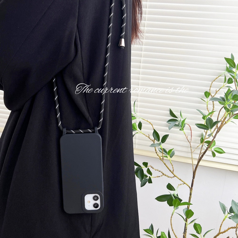 Anymob iPhone Case Pink Crossbody Necklace Strap Lanyard Cord Soft Silicone Cover-Mobile Phone Cases-PEROZ Accessories
