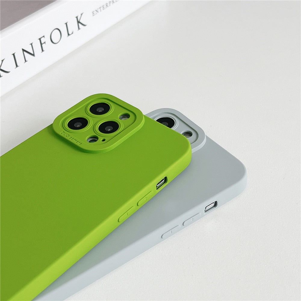 Anymob iPhone Case Blue Grey Luxury Soft Liquid Silicone Lens Protection Shockproof Bumper Back Cover-Mobile Phone Cases-PEROZ Accessories