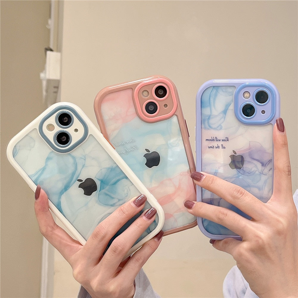 Anymob iPhone Yellow Smiley Acrylic Watercolor Phone Case Transparent Shockproof Cover-Mobile Phone Cases-PEROZ Accessories