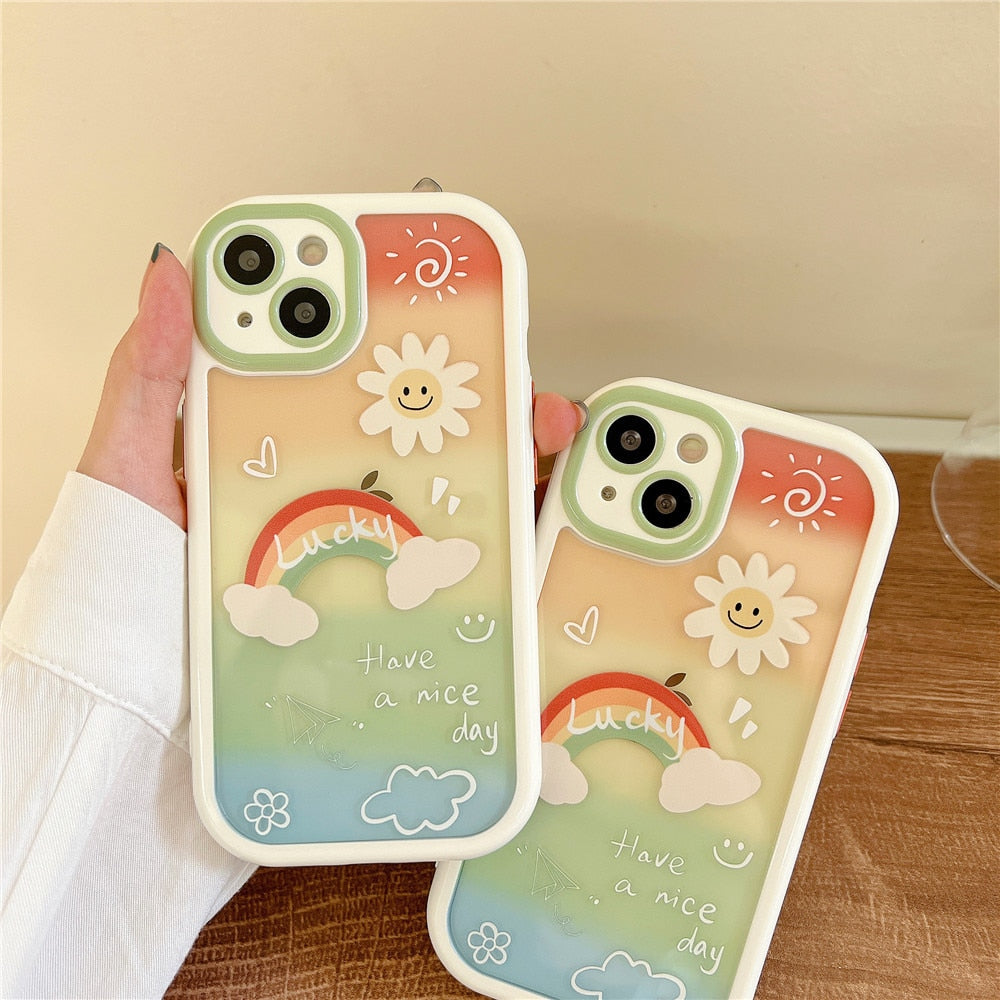 Anymob iPhone Yellow Smiley Acrylic Watercolor Phone Case Transparent Shockproof Cover-Mobile Phone Cases-PEROZ Accessories
