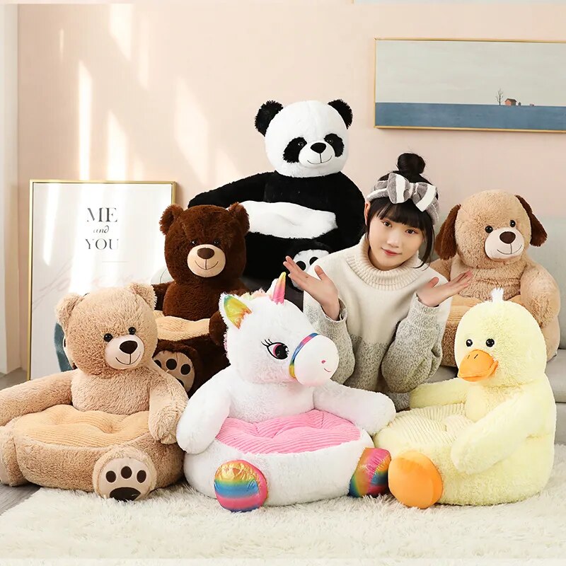 Anykidz Sofa Unicorn Skin/ Cover Only No Filling Inside Animal Shape Stuffed Soft Sofa Seat Cushion Room Decor for Kids-Kids Sofa-PEROZ Accessories