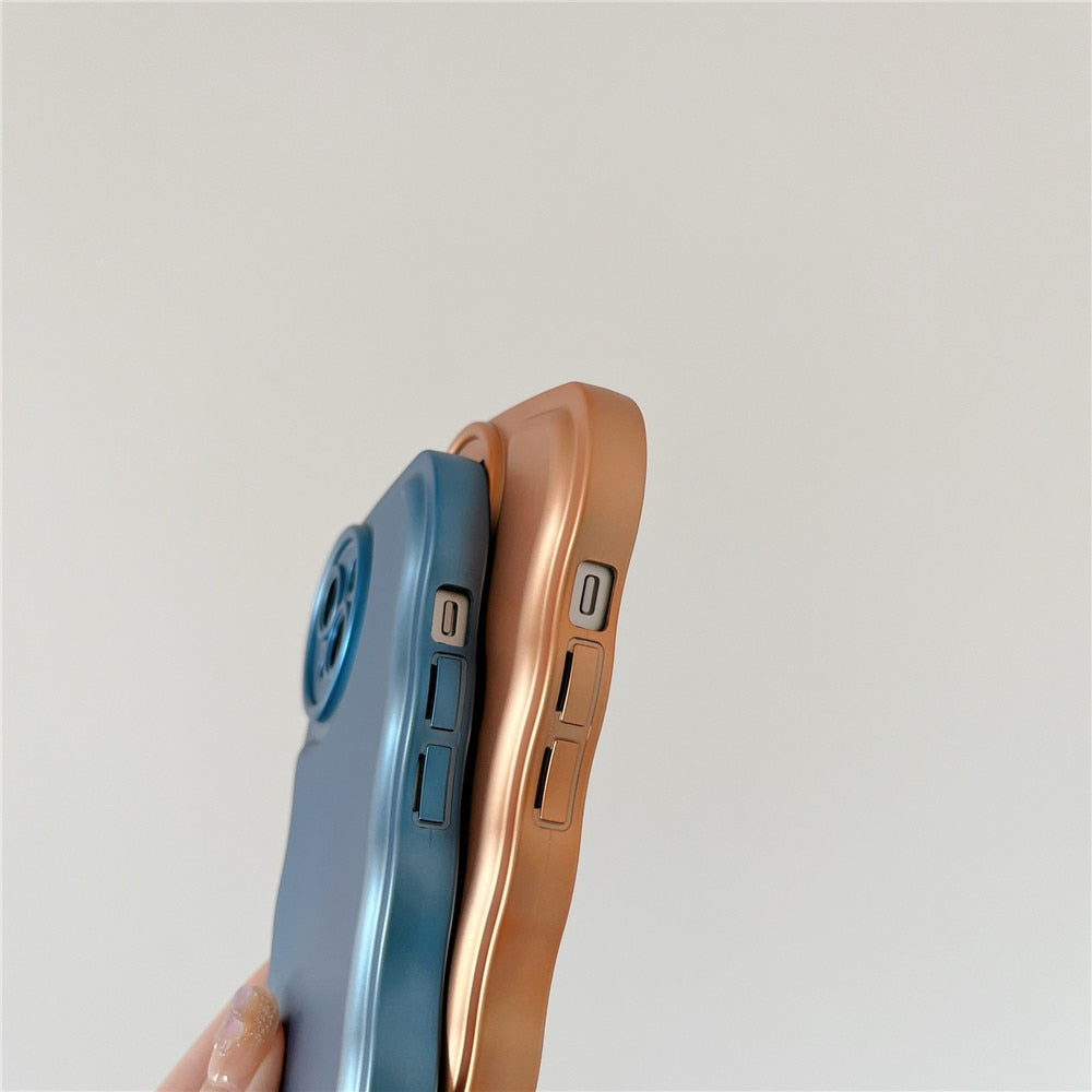Anymob iPhone Case Blue Curly Wave Plating Air Cushion Soft Silicon Shockproof Cover-Mobile Phone Cases-PEROZ Accessories