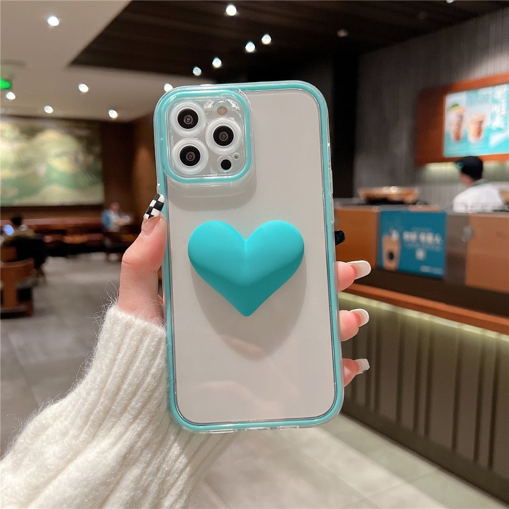 Anymob iPhone Case Sky Blue Love Heart Candy Color Transparent Shockproof Bumper Soft Cover-Mobile Phone Cases-PEROZ Accessories