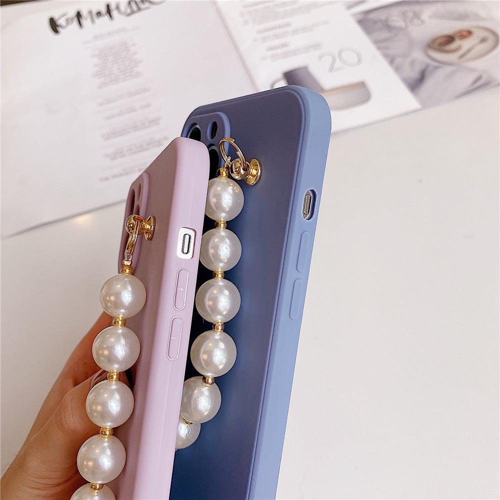 Anymob iPhone Pink Love Heart Pearl Bracelet Phone Case Mini Soft Silicone Back Cover-Mobile Phone Cases-PEROZ Accessories