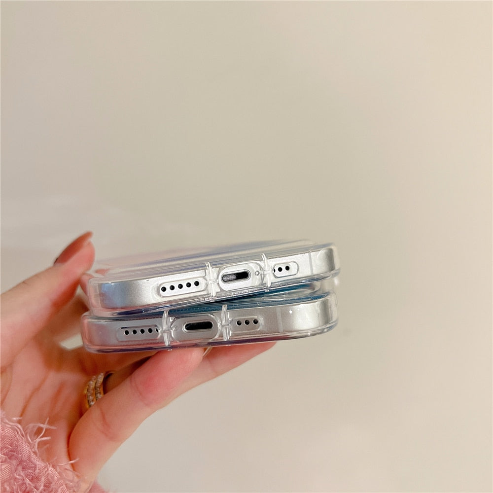 Anymob iPhone Case Blue Love Heart Transparent Soft Silicone Bumper Shockproof Clear Back Cover-Mobile Phone Cases-PEROZ Accessories