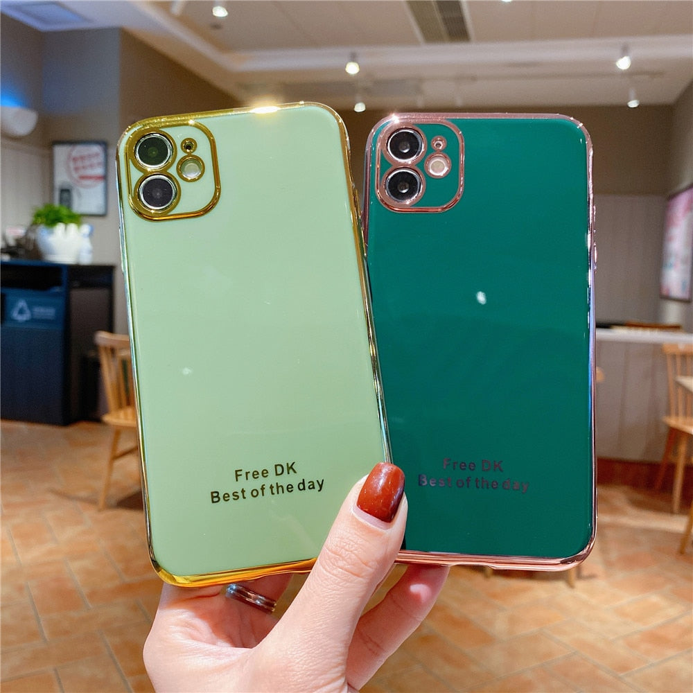 Anymob iPhone Green Plating Lens Protection Phone Case Soft Silicon Cover Case-Mobile Phone Cases-PEROZ Accessories