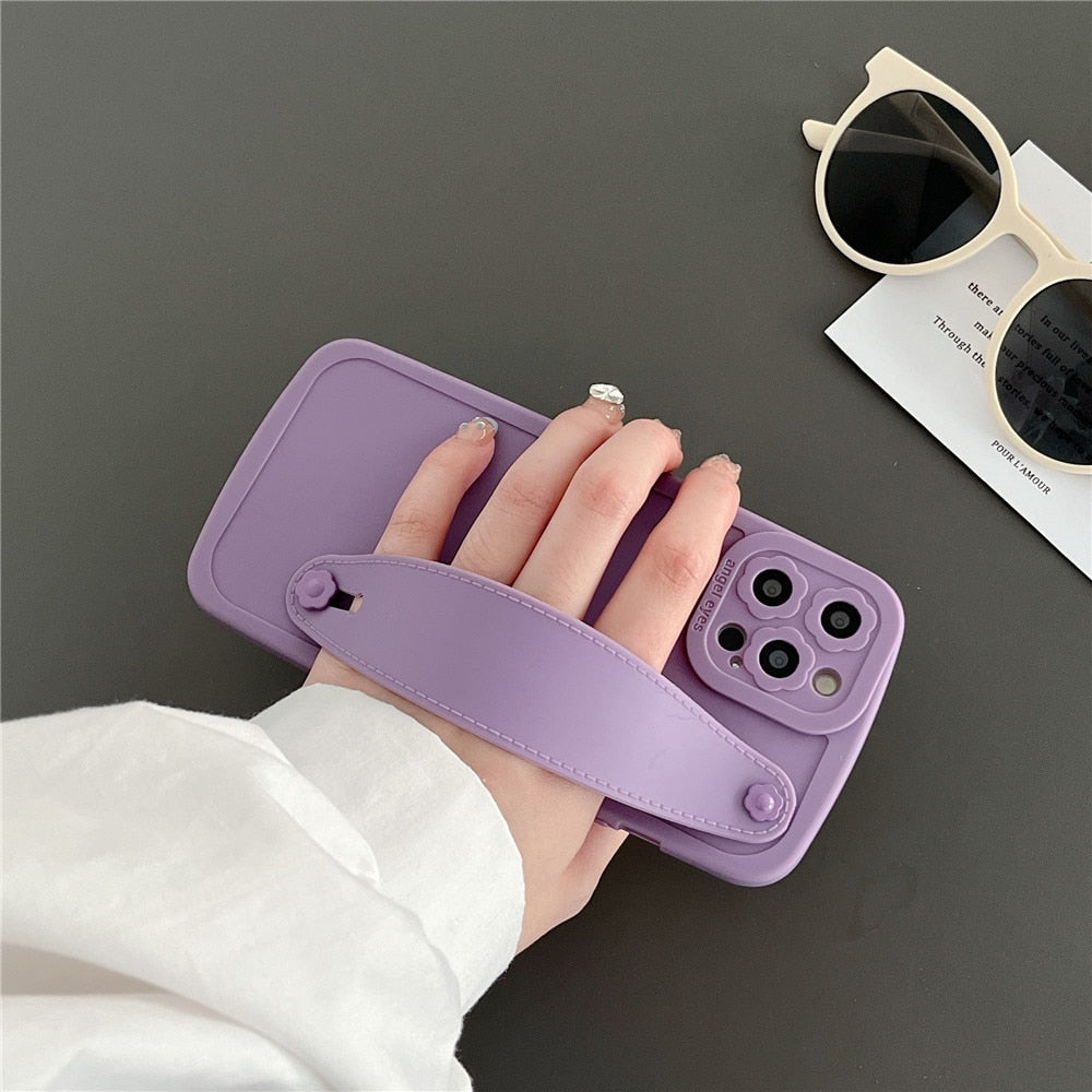 Anymob iPhone Case Romantic Purple Wristband Silicone Flower Lens Protection Soft Phone Cover-Mobile Phone Cases-PEROZ Accessories