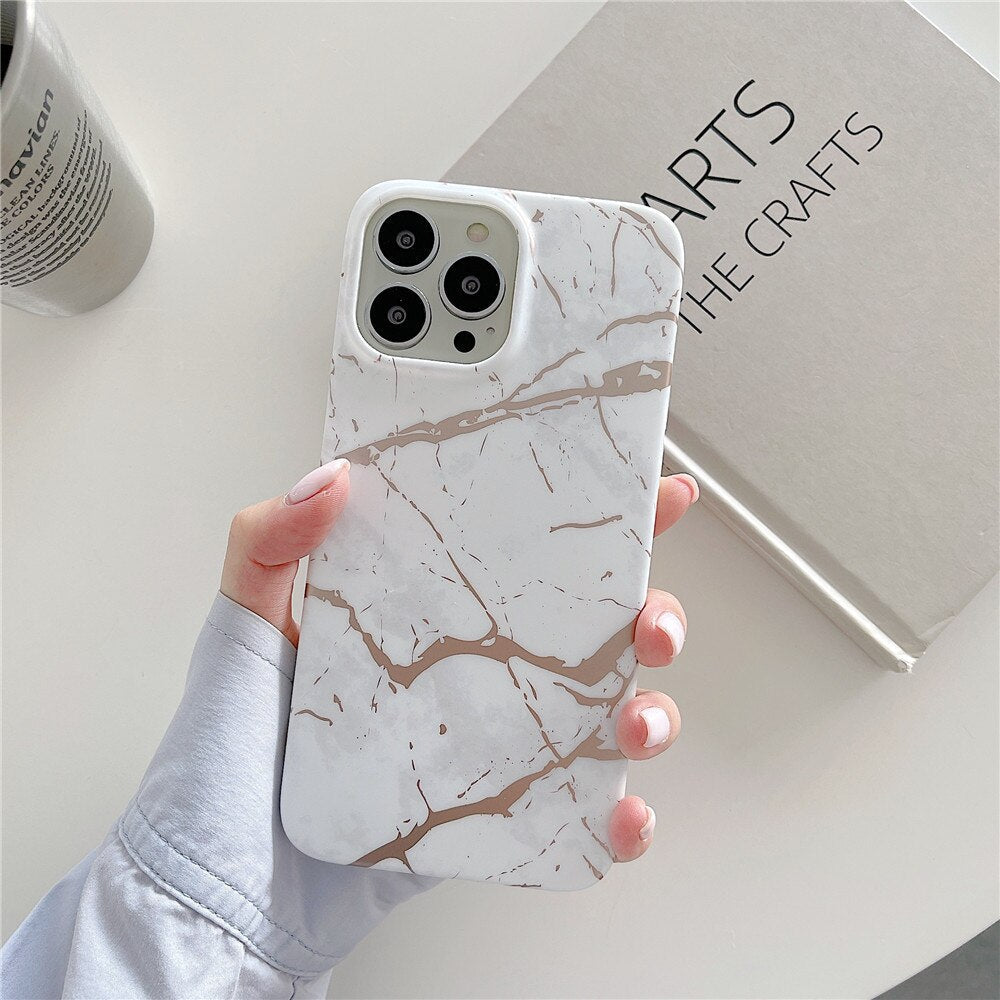 Anymob iPhone Case Gold Classic Marble Soft Silicone Shockproof Cover-Mobile Phone Cases-PEROZ Accessories