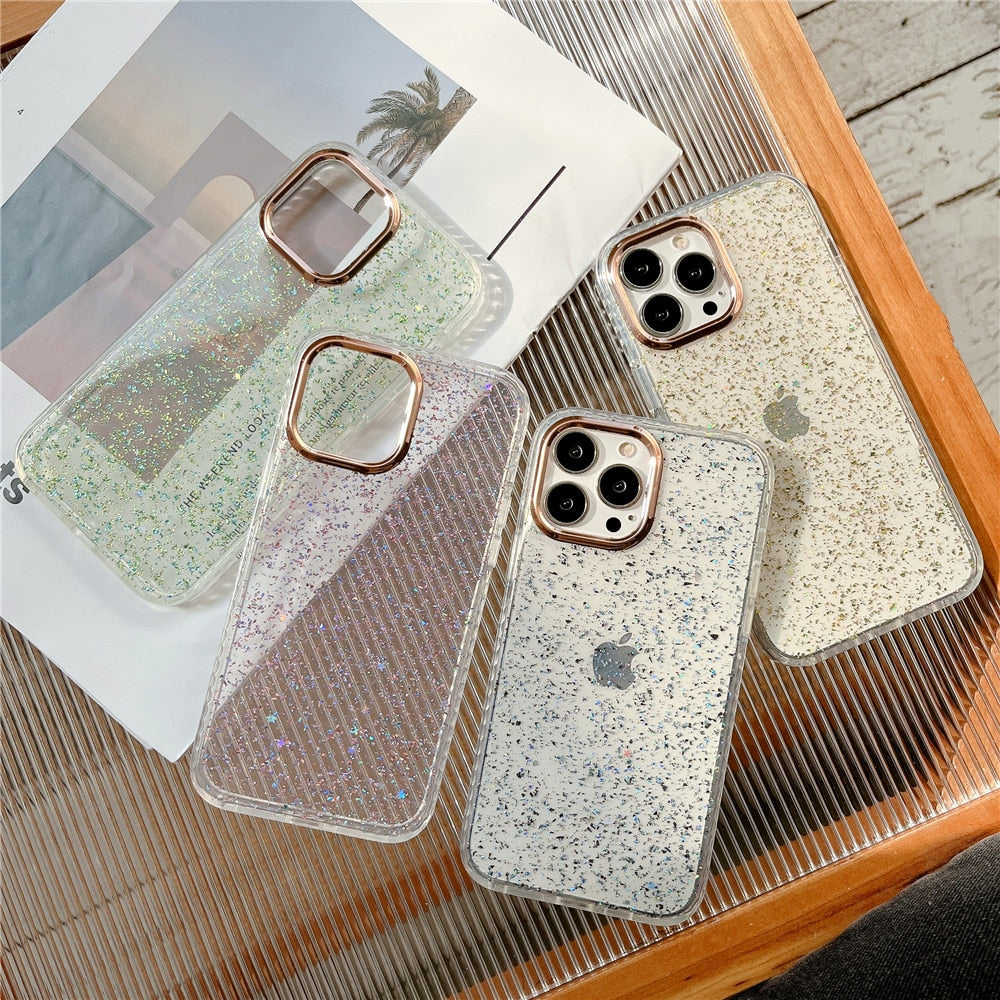Anymob iPhone Case Pink Glitter Soft Silicone Crystal Cover Sequins Bumper-Mobile Phone Cases-PEROZ Accessories