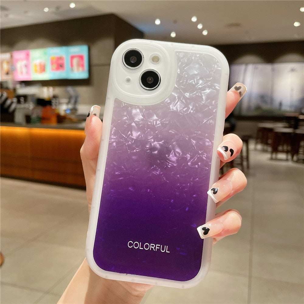Anymob iPhone Case Violet Gradient Dream Shell Pattern Silicone Shockproof Back Cover-Mobile Phone Cases-PEROZ Accessories
