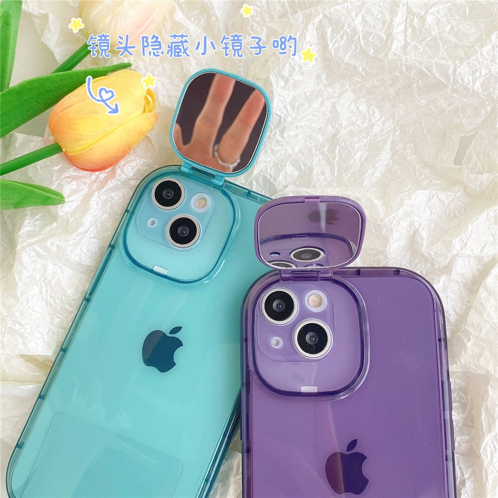 Anymob iPhone Violet Makeup Mirror Phone Case Shockproof Silicone Bracelet Cover-Mobile Phone Cases-PEROZ Accessories
