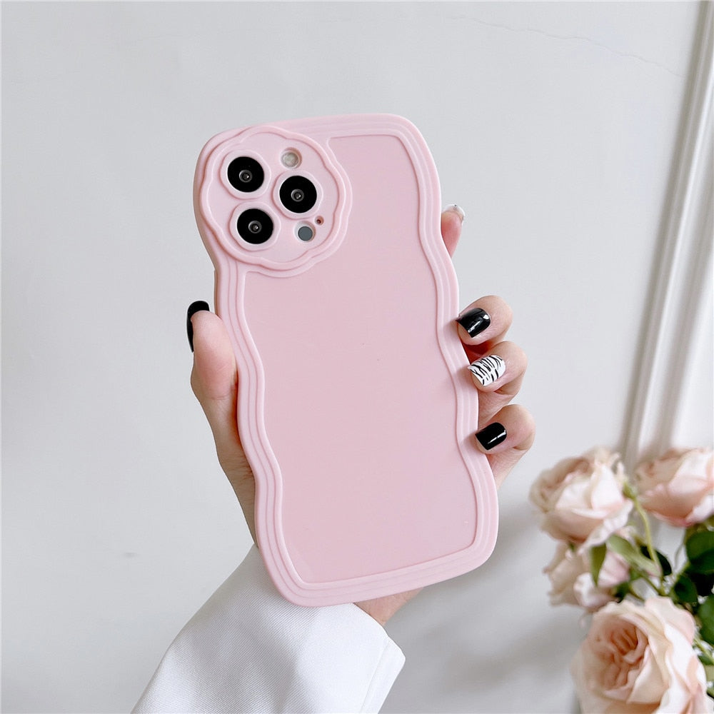 Anymob iPhone Case Yellow Green Creative Wavy Edge Transparent Cute Camera Lens Protective Cover-Mobile Phone Cases-PEROZ Accessories