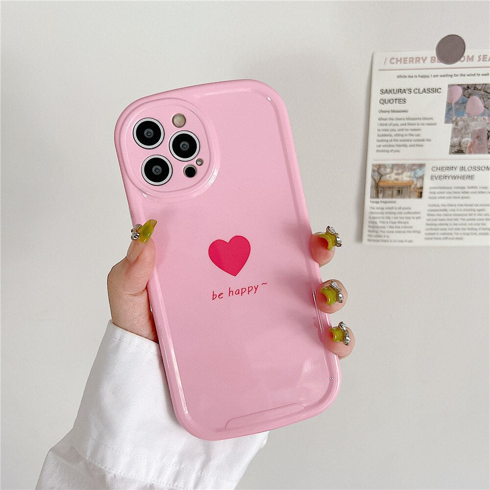 Anymob iPhone Case Pink Lovely Love Heart Soft Silicone Shockproof Bumper Camera Protection Cover-Mobile Phone Cases-PEROZ Accessories