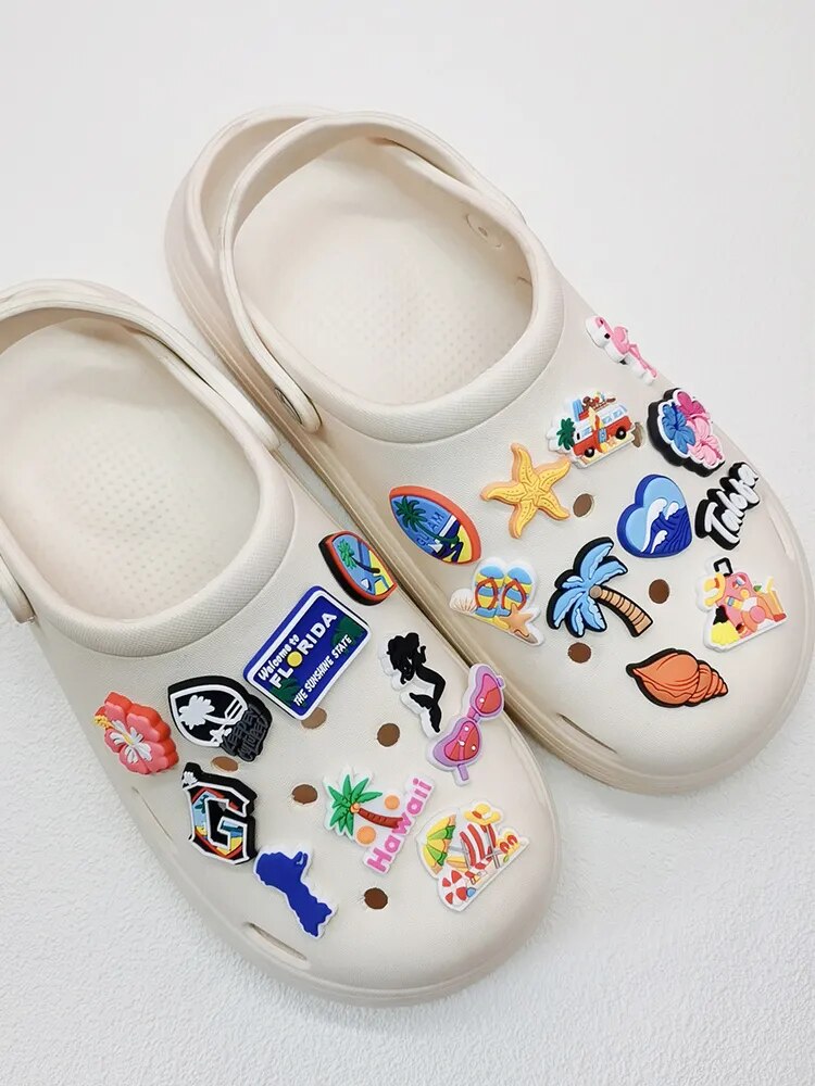 Anykidz 30Pcs Colorful Beach Holiday Shoe Charm Accessories Jeans Clogs Pendants Designer Ornament Jibbitz for Crocs-Shoe Accessories-PEROZ Accessories