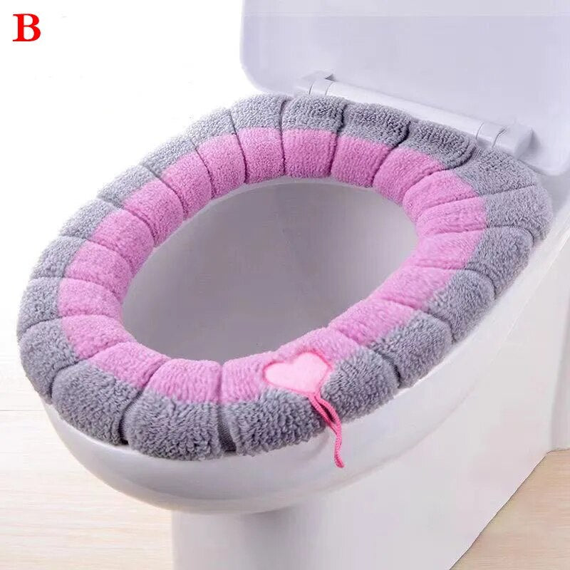 Anyhouz Toilet Seat Pink Soft Warmer Washable Mat Cover Pad Cushion Seat Case Toilet Lid Cover Accessories-Toilet Seat Cover-PEROZ Accessories