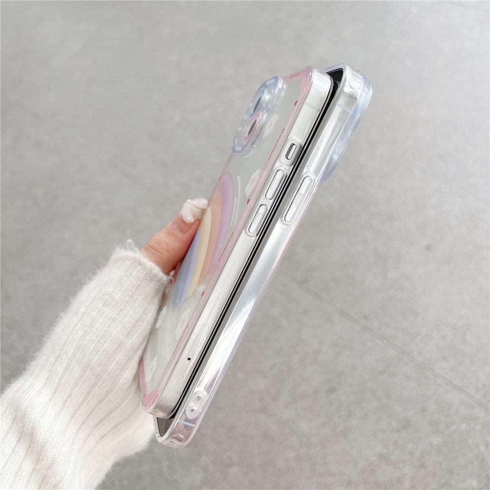 Anymob iPhone Case White Soft Transparent Rainbow Shockproof Bumper Silicone Cases Cover-Mobile Phone Cases-PEROZ Accessories