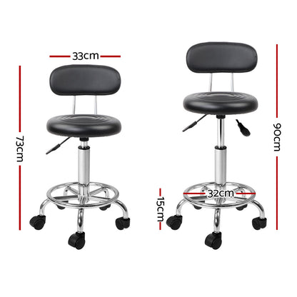 Artiss 2X Salon Stool Swivel Backrest Chair Barber Hairdressing Hydraulic Height-Furniture &gt; Bar Stools &amp; Chairs - Peroz Australia - Image - 3