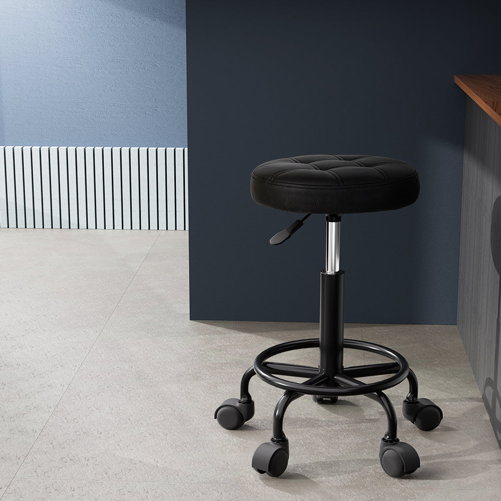 Artiss Salon Stool Swivel Height Adjustable Round Barber Spa Chair Black-Furniture > Bar Stools & Chairs-PEROZ Accessories