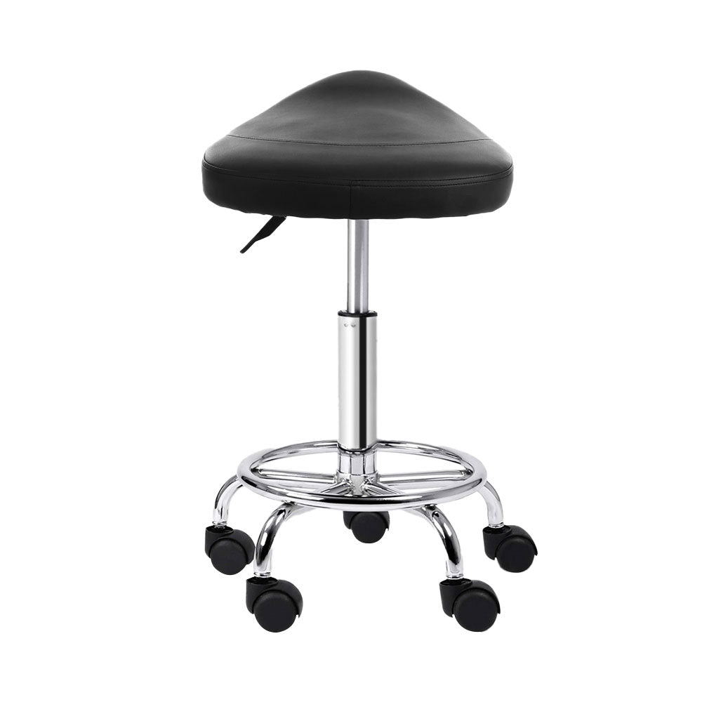 Artiss Saddle Salon Stool Black PU Swivel Barber Hair Dress Chair Hydraulic Lift-Furniture > Bar Stools & Chairs - Peroz Australia - Image - 5