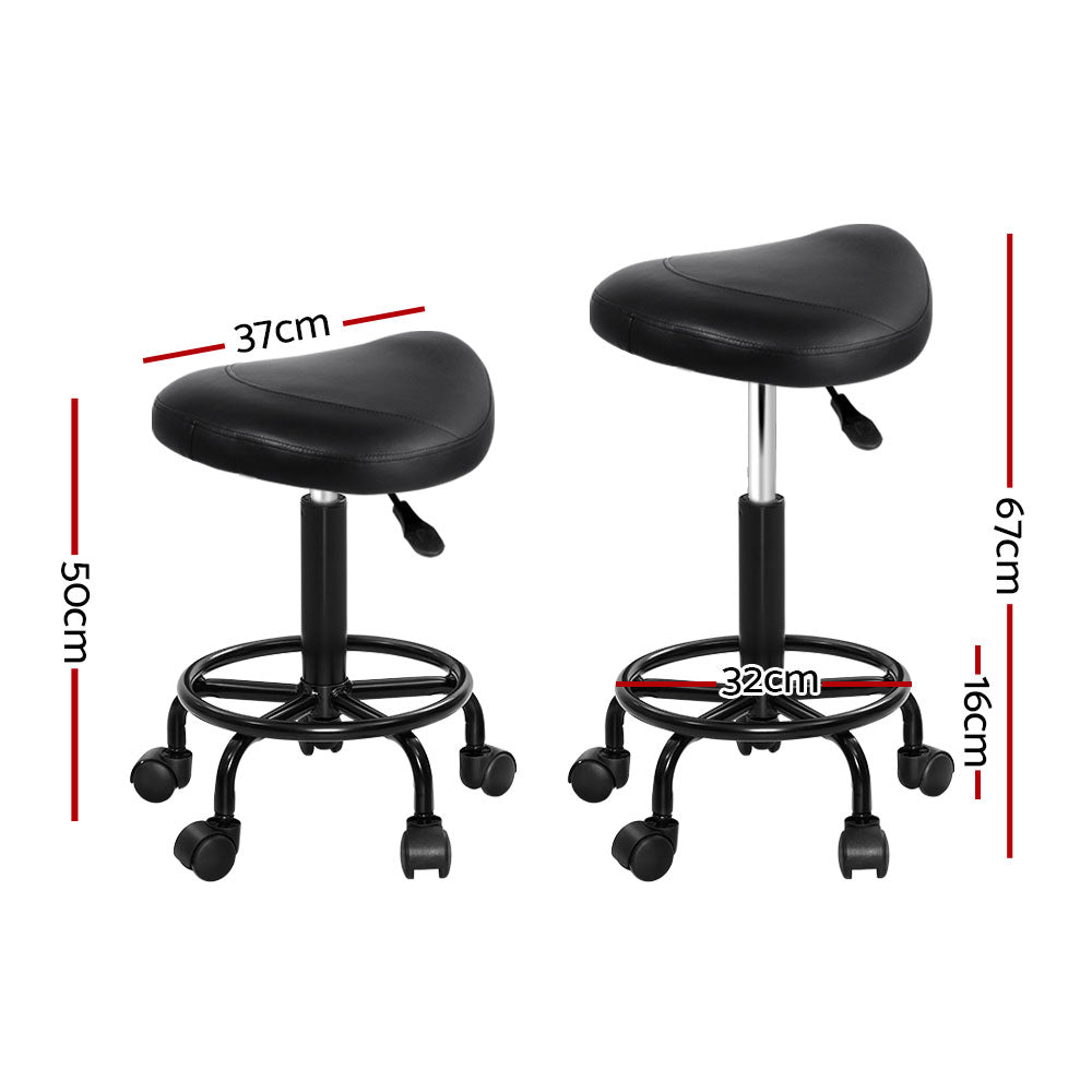 Artiss Saddle Stool Salon Chair Black Swivel Beauty Barber Hairdressing Gas Lift-Furniture &gt; Bar Stools &amp; Chairs - Peroz Australia - Image - 3