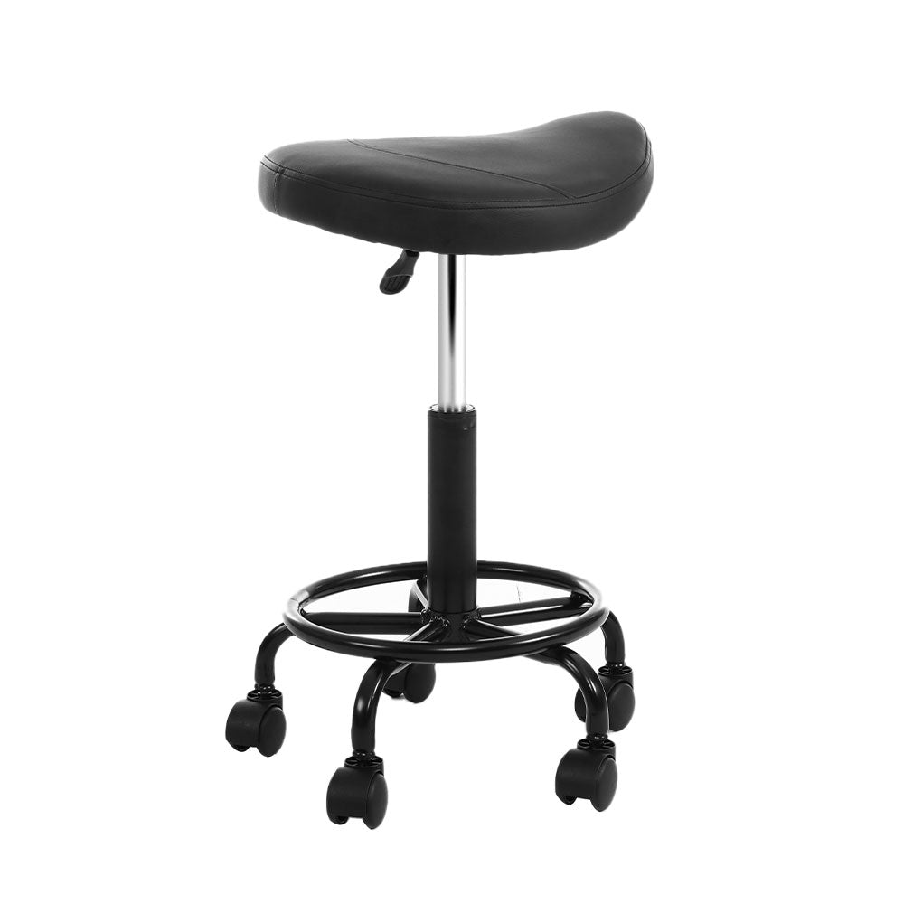 Artiss 2X Saddle Salon Stool Swivel Barber Chairs Bar Stools Hydraulic Lift PU-Furniture &gt; Bar Stools &amp; Chairs - Peroz Australia - Image - 5
