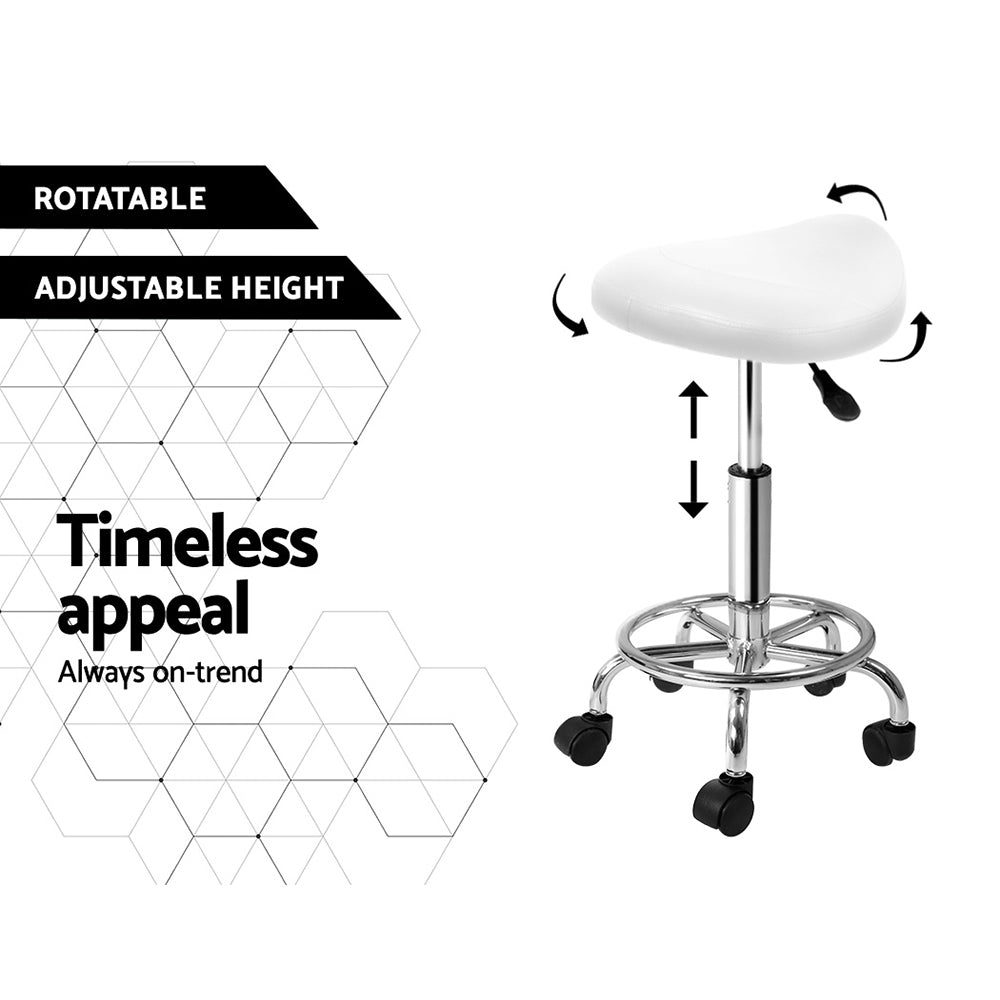 Artiss 2X Saddle Salon Stool Swivel Barber Hair Dress Chair Hydraulic Lift White-Furniture > Bar Stools & Chairs - Peroz Australia - Image - 6