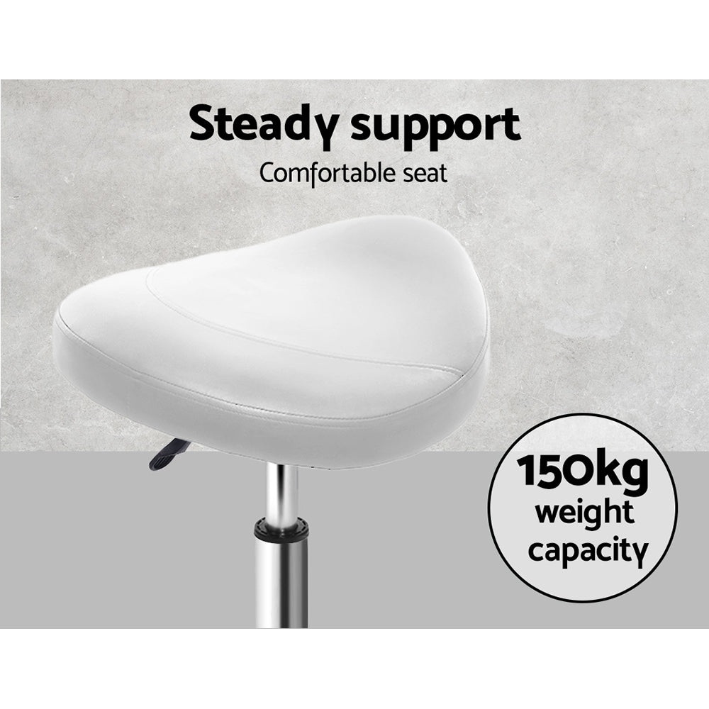 Artiss 2X Saddle Salon Stool Swivel Barber Hair Dress Chair Hydraulic Lift White-Furniture > Bar Stools & Chairs - Peroz Australia - Image - 7