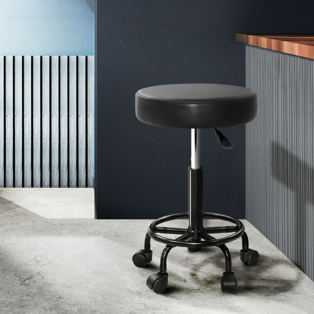 Artiss Round Salon Stool Stools Black Swivel Barber Hair Hydraulic Chairs Lift-Furniture &gt; Bar Stools &amp; Chairs - Peroz Australia - Image - 1