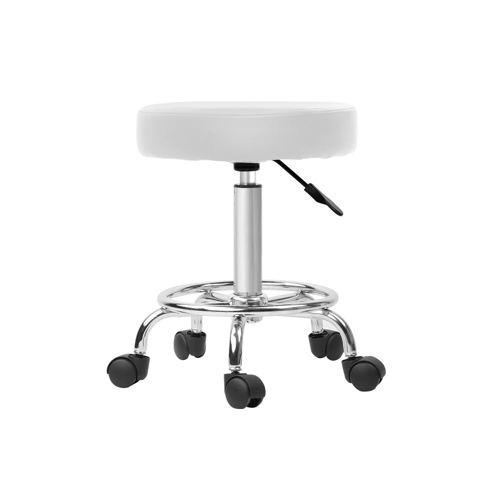 Artiss Round Chair Stools Salon Stool White Swivel Beauty Barber Hairdressing-Furniture &gt; Bar Stools &amp; Chairs - Peroz Australia - Image - 5