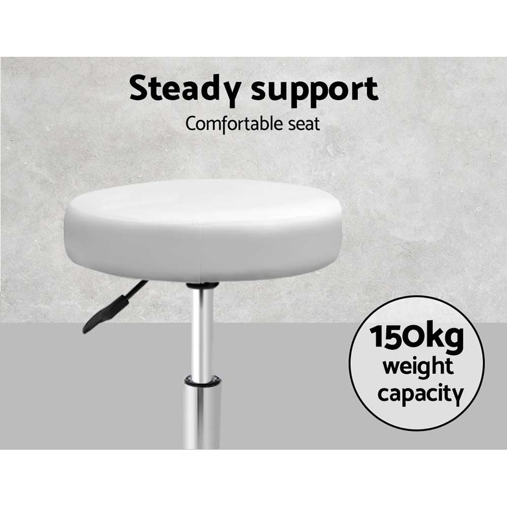 Artiss Round Chair Stools Salon Stool White Swivel Beauty Barber Hairdressing-Furniture &gt; Bar Stools &amp; Chairs - Peroz Australia - Image - 7