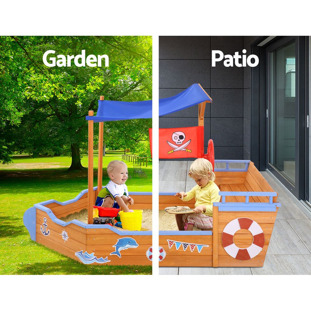 Keezi Boat Sand Pit With Canopy-Baby & Kids > Toys-PEROZ Accessories