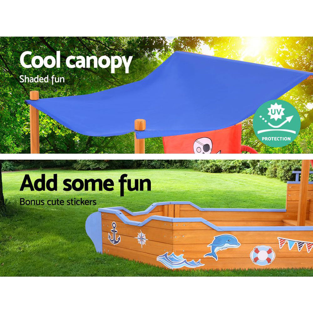 Keezi Boat Sand Pit With Canopy-Baby & Kids > Toys-PEROZ Accessories