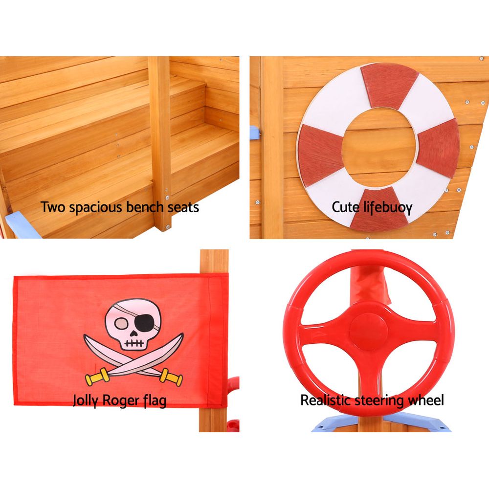 Keezi Boat Sand Pit With Canopy-Baby & Kids > Toys-PEROZ Accessories
