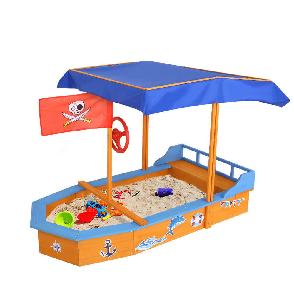 Keezi Boat-shaped Canopy Sand Pit-Baby & Kids > Toys-PEROZ Accessories
