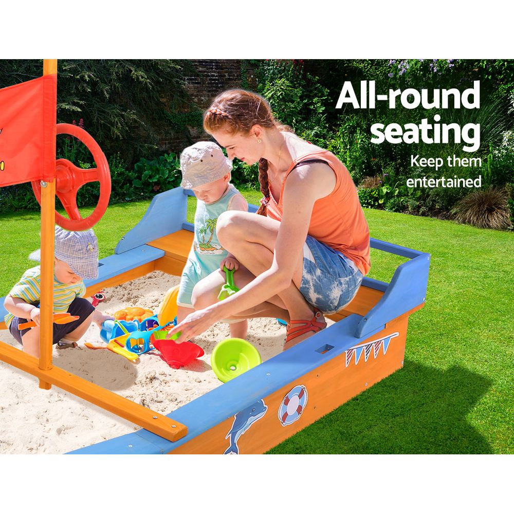 Keezi Boat-shaped Canopy Sand Pit-Baby & Kids > Toys-PEROZ Accessories