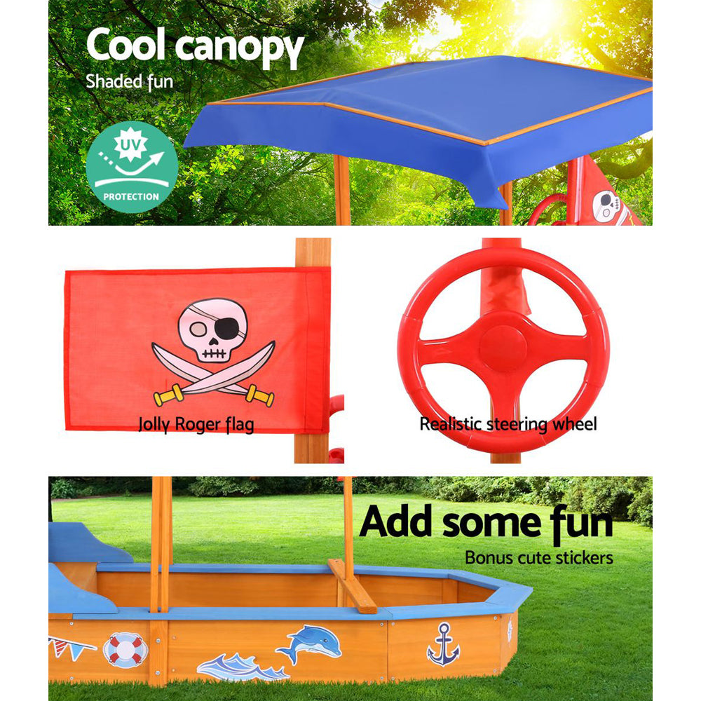Keezi Boat-shaped Canopy Sand Pit-Baby & Kids > Toys-PEROZ Accessories
