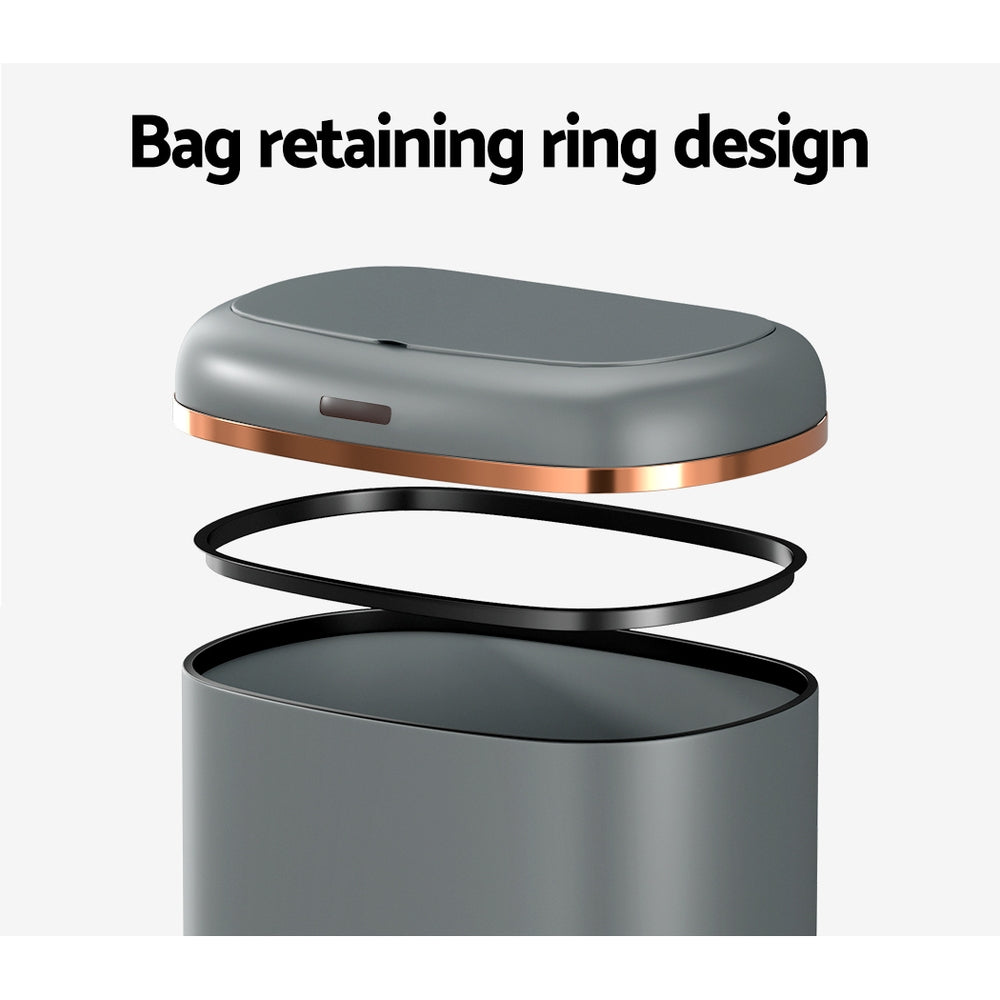 Devanti 38L Motion Sensor Bin Rubbish Automatic Grey-Home & Garden > Kitchen Bins-PEROZ Accessories