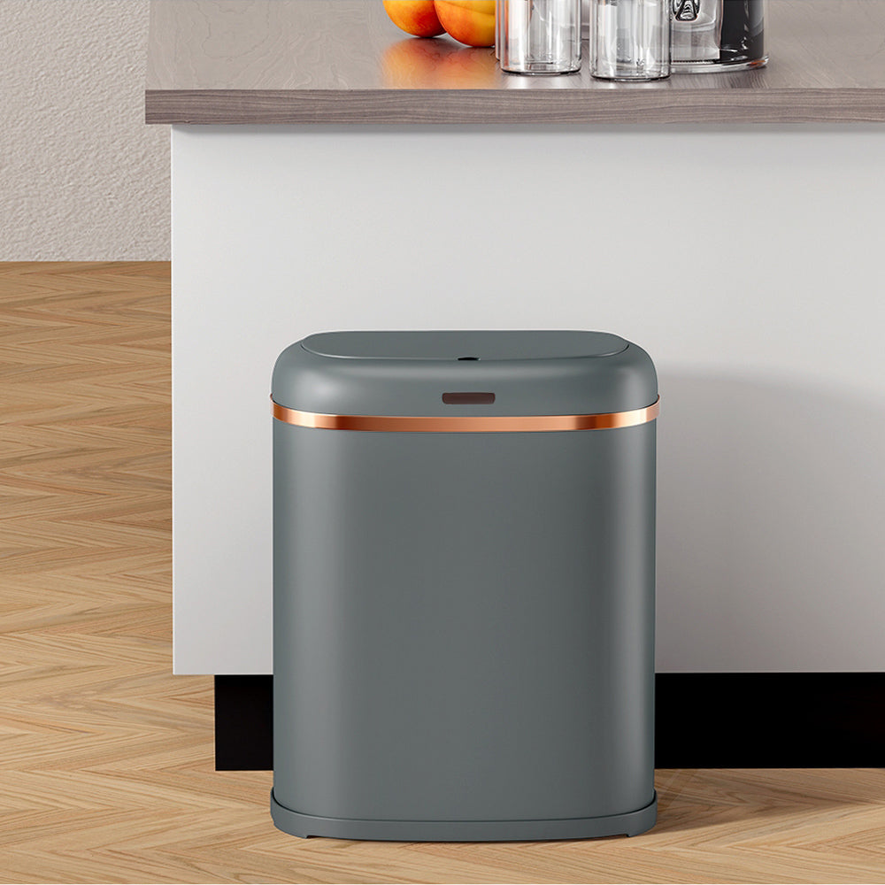 Devanti 38L Motion Sensor Bin Rubbish Automatic Grey-Home & Garden > Kitchen Bins-PEROZ Accessories