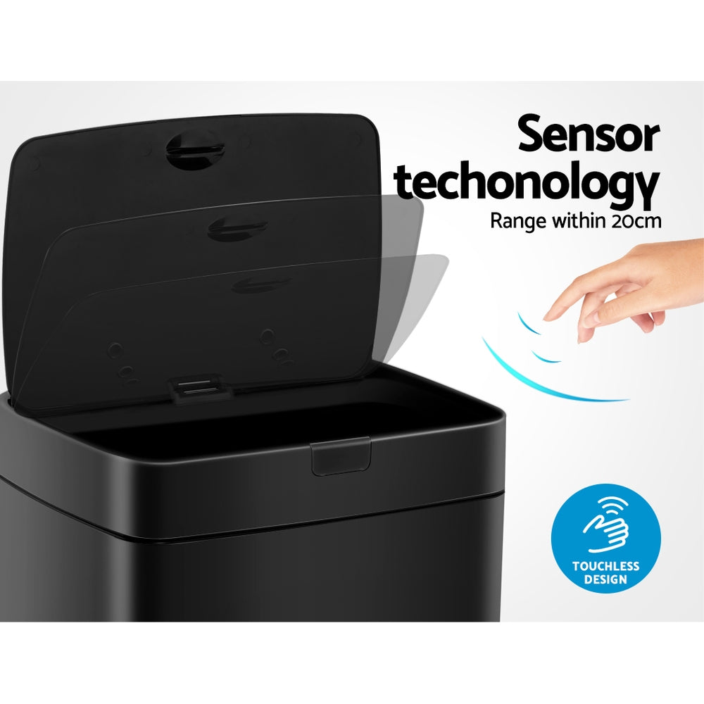 Devanti 45L Motion Sensor Bin Rubbish Automatic Black-Home & Garden > Kitchen Bins-PEROZ Accessories