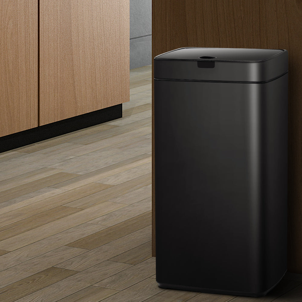 Devanti 45L Motion Sensor Bin Rubbish Automatic Black-Home & Garden > Kitchen Bins-PEROZ Accessories