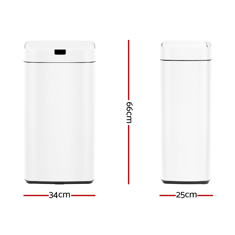 Devanti 45L Motion Sensor Bin Rubbish Automatic White-Home & Garden > Kitchen Bins-PEROZ Accessories