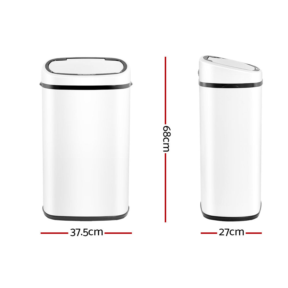 Devanti 58L Motion Sensor Bin Rubbish Automatic White-Home & Garden > Kitchen Bins-PEROZ Accessories