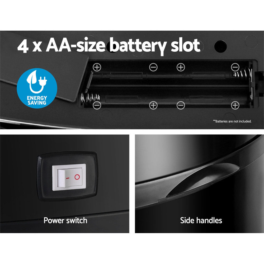 Devanti 68L Motion Sensor Bin Rubbish Automatic Black-Home & Garden > Kitchen Bins-PEROZ Accessories