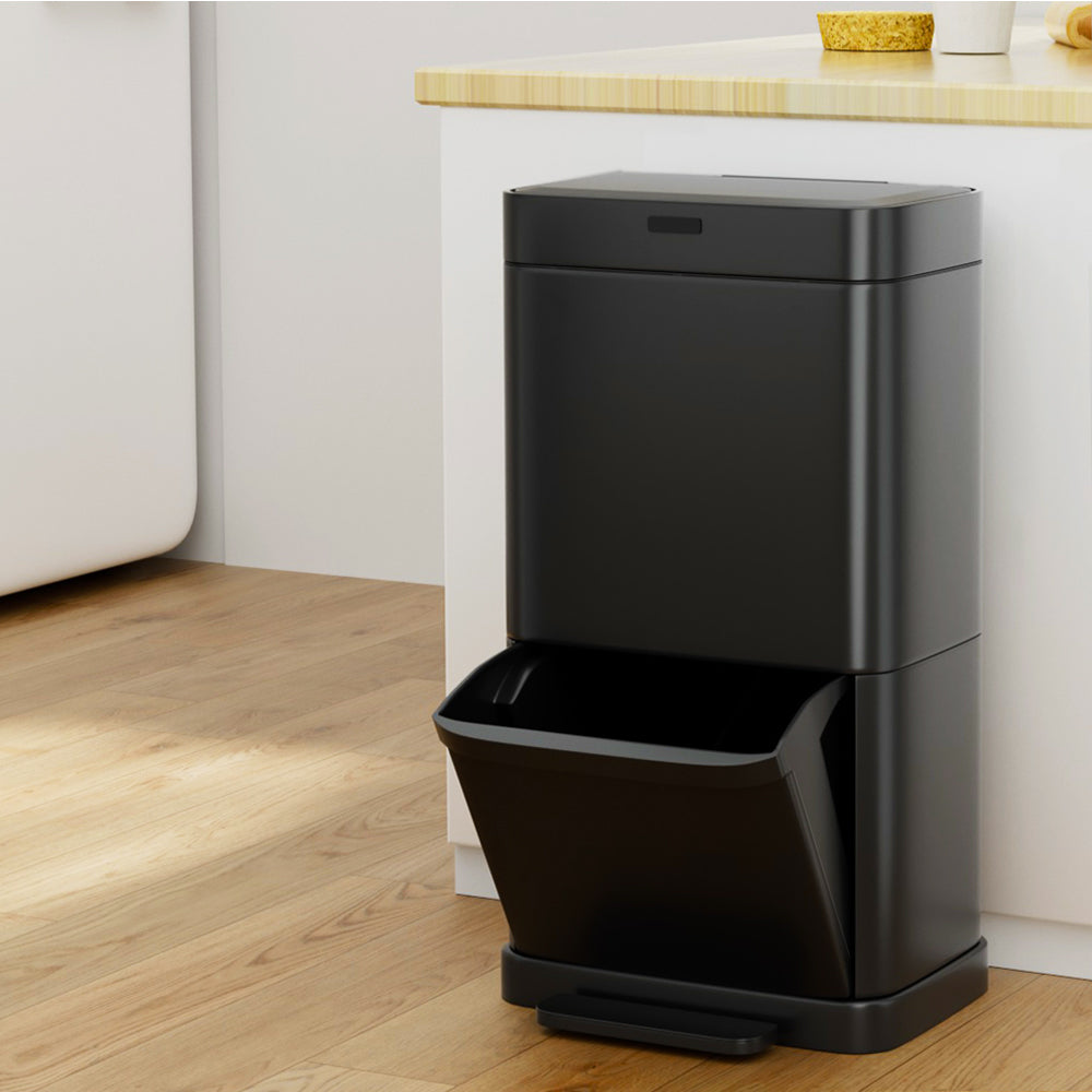 Devanti 70L Motion Sensor Bin Pedal Bins Automatic Black-Appliances > Appliances Others-PEROZ Accessories