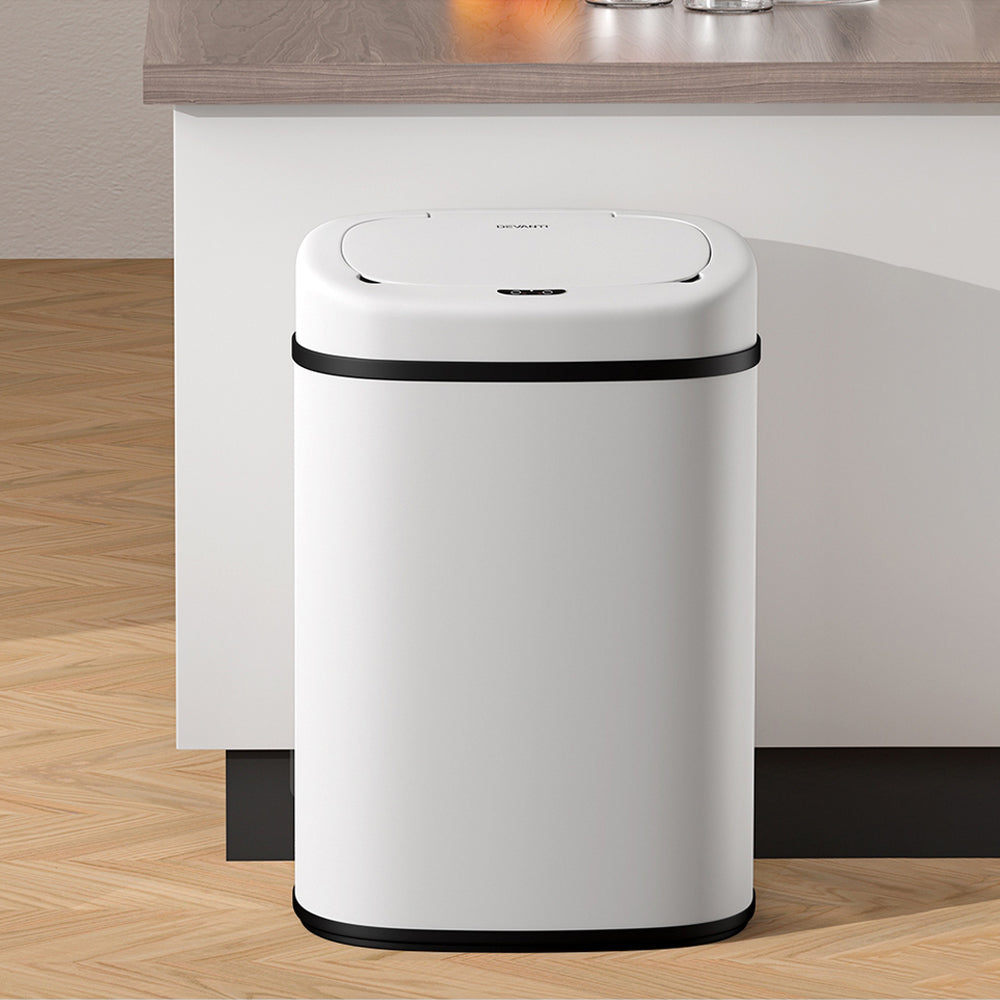 Devanti 82L Motion Sensor Bin Rubbish Automatic White-Appliances > Kitchen Appliances-PEROZ Accessories