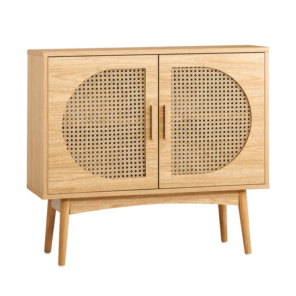 Oikiture Sideboard Cabinet Buffet Rattan Furniture Cupboard Hallway Shelf Wood-Sideboard-PEROZ Accessories