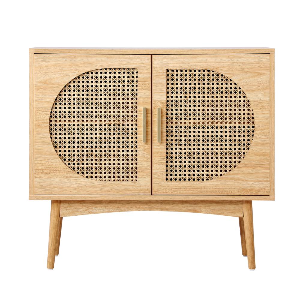 Oikiture Sideboard Cabinet Buffet Rattan Furniture Cupboard Hallway Shelf Wood-Sideboard-PEROZ Accessories