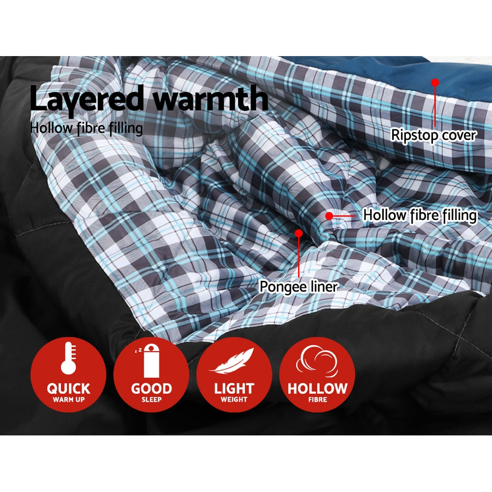 Weisshorn Sleeping Bag Camping Hiking Tent Outdoor Comfort 5 Degree Navy-Outdoor > Camping-PEROZ Accessories